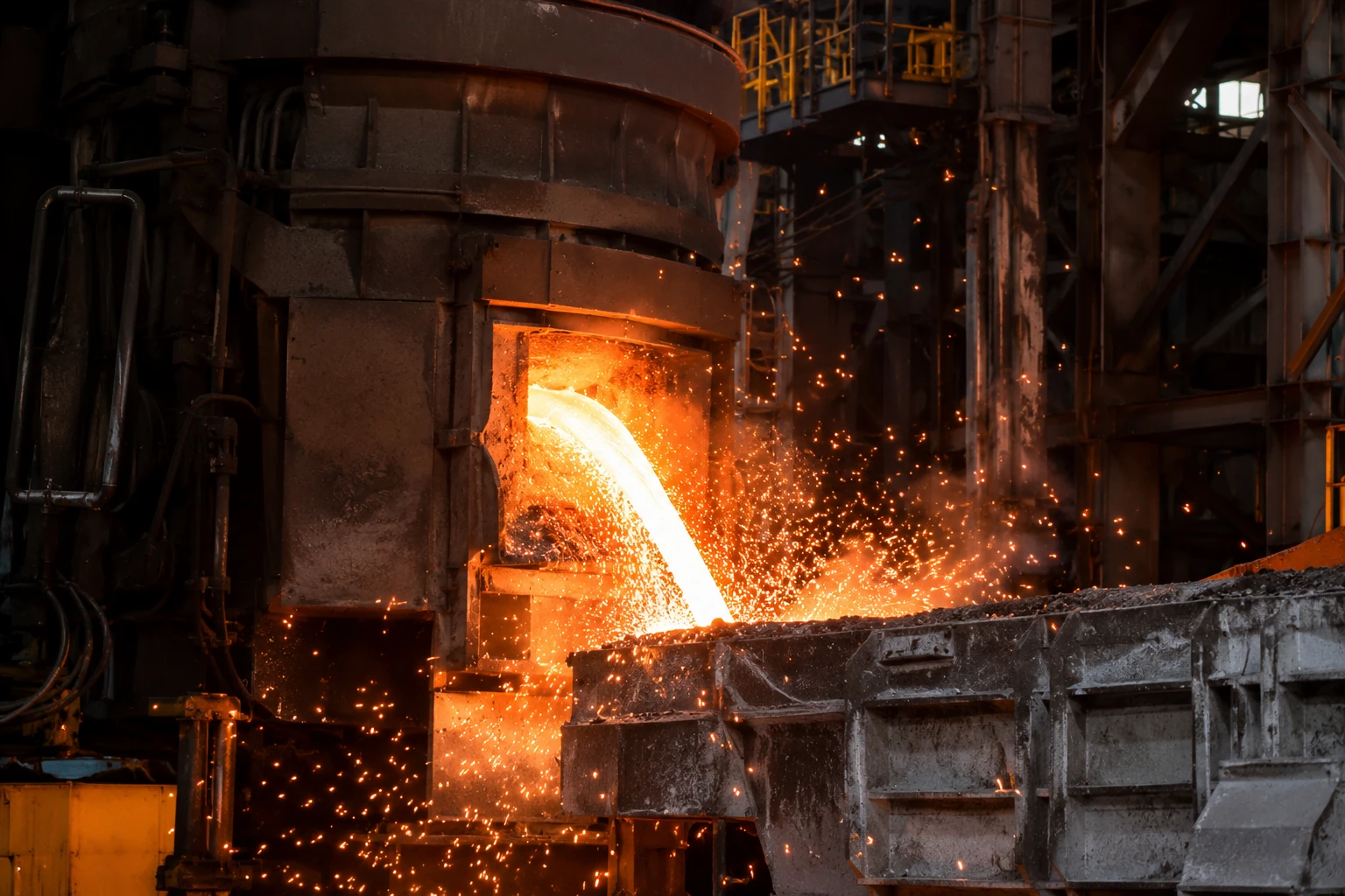 Molten metal pouring during metallurgical production