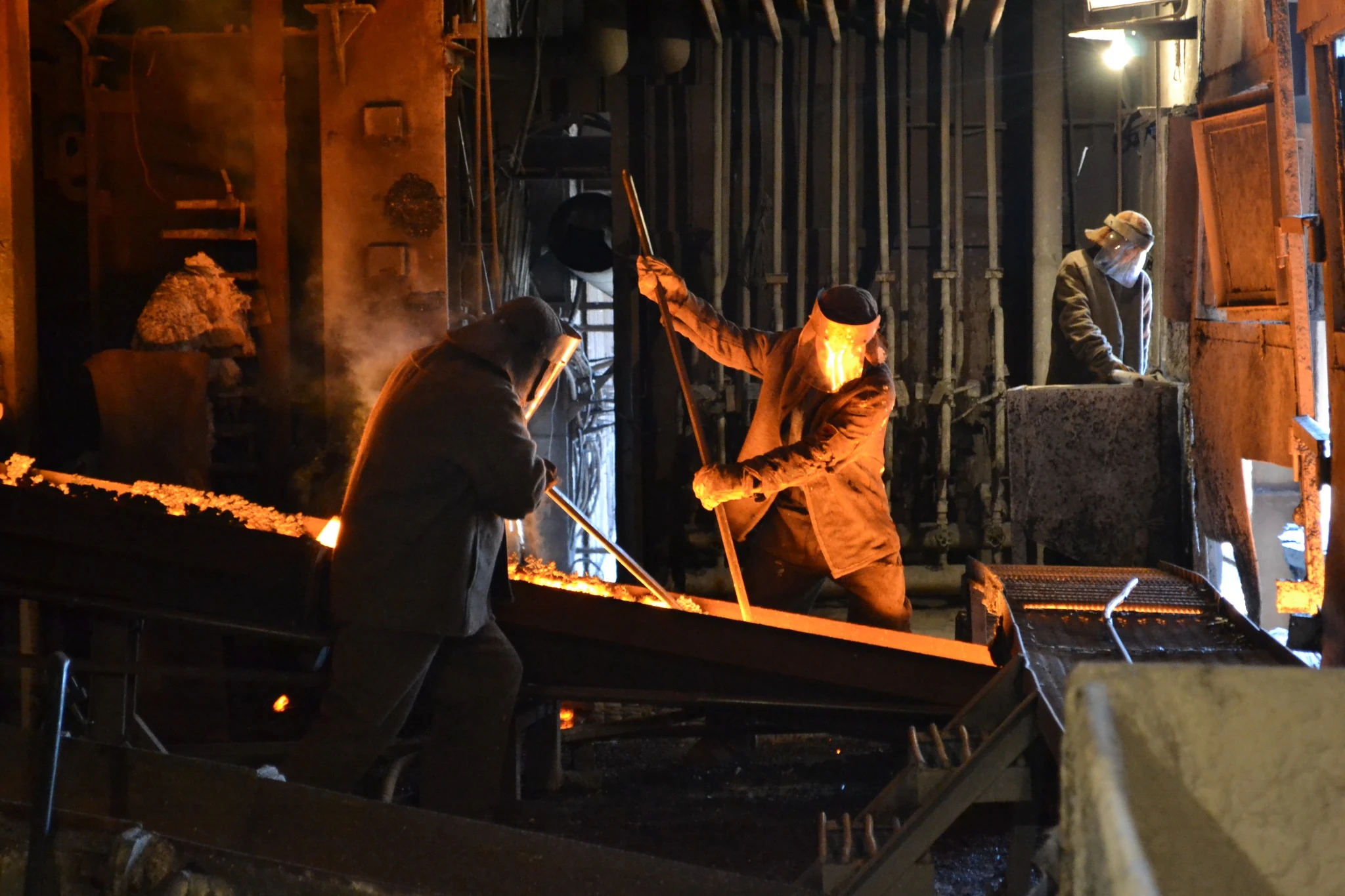 PFK personnel working in the electric-smelting furnace area